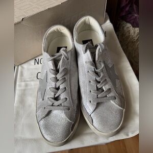 Golden Goose Silver Glitter Sneakers with Star Detail - Authentic Size 38